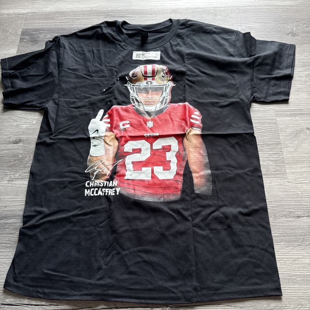 Christian McCaffrey Tee T-Shirt, Black, Large